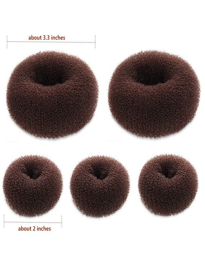 SQULIGT 5 PCS Donut Hair Bun Maker, Dark Brown Ring Style Bun Makers Set (2 Large and 3 Small) - Image 5